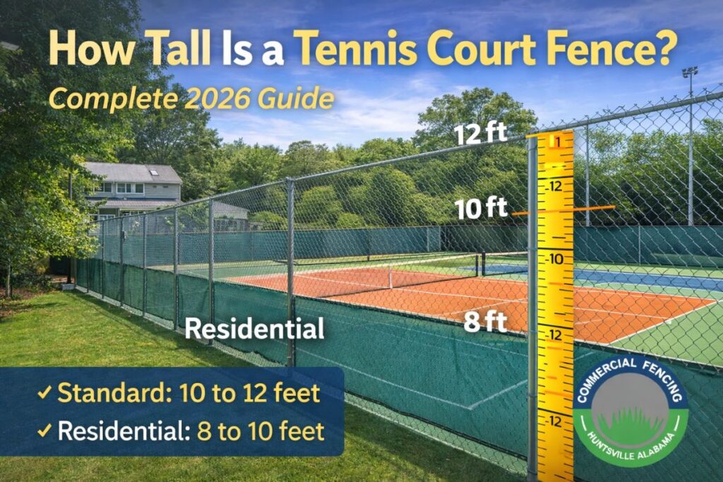 how tall is a tennis court fence
