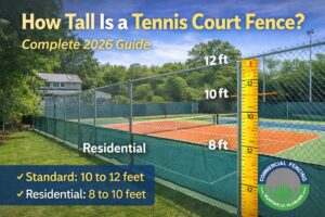 how tall is a tennis court fence