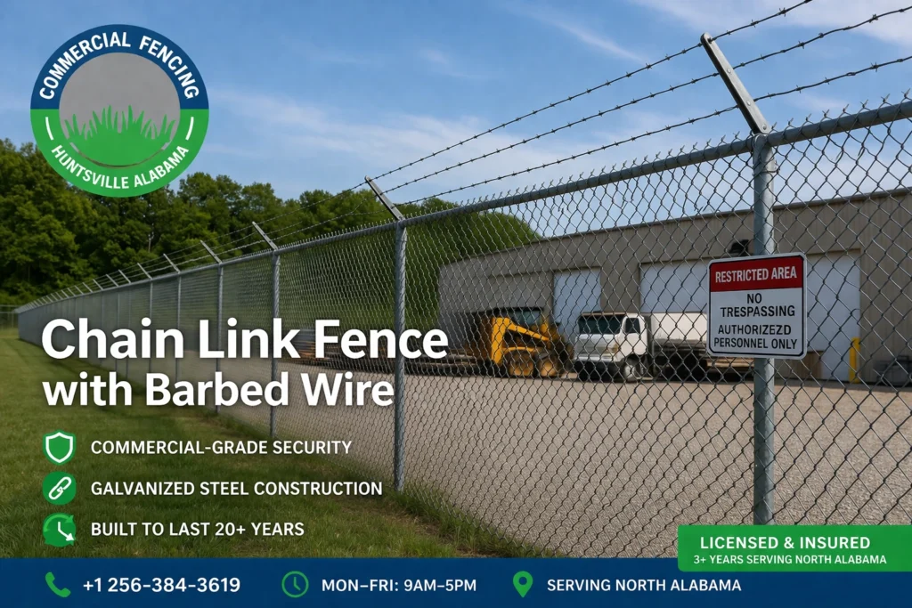 chain link fence with barbed wire