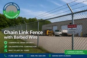 chain link fence with barbed wire